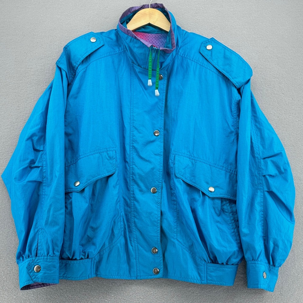 VTGβ 90s Utex Mode International Windbreaker Jacket Blue Pink L Kidcore 1990s